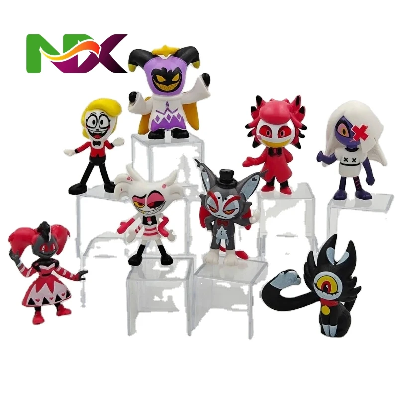 8pcs/set Kawaii Anime Action Figure of Hazbin Hotel Alastor PVC