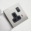 Switched 3 pin universal socket with neon
