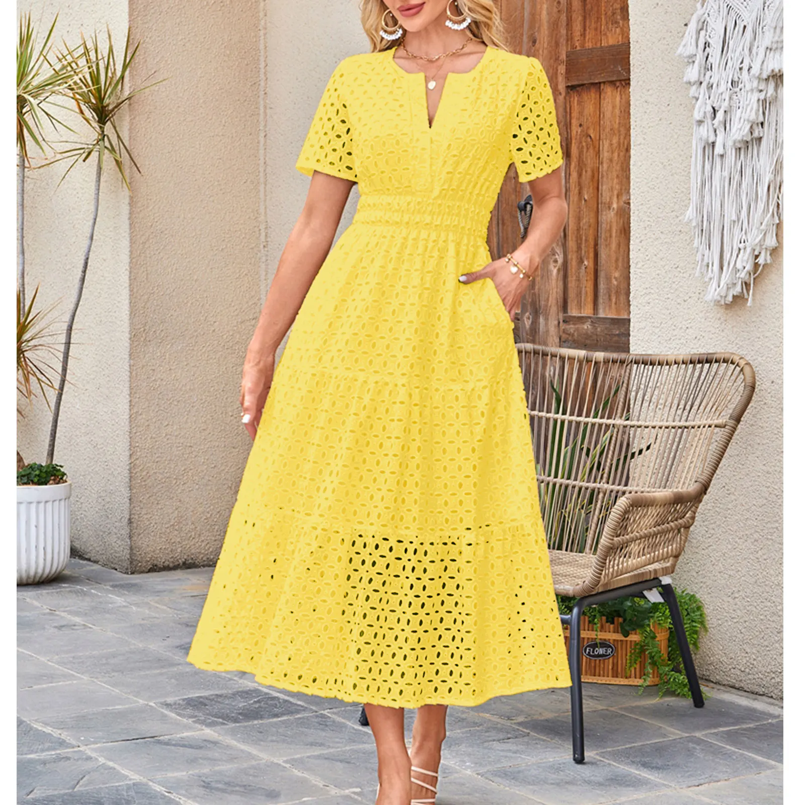 Amazon Yellow Ruffle Sleeve Dress Amazon Maxi Dress Long Cotton