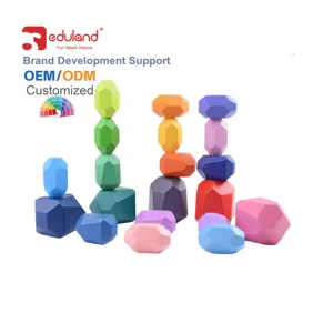 EDULAND Creative Nordic Style Stacking Game Wooden Toy Colorful Building Stone Educational Kitchen & Food Toy