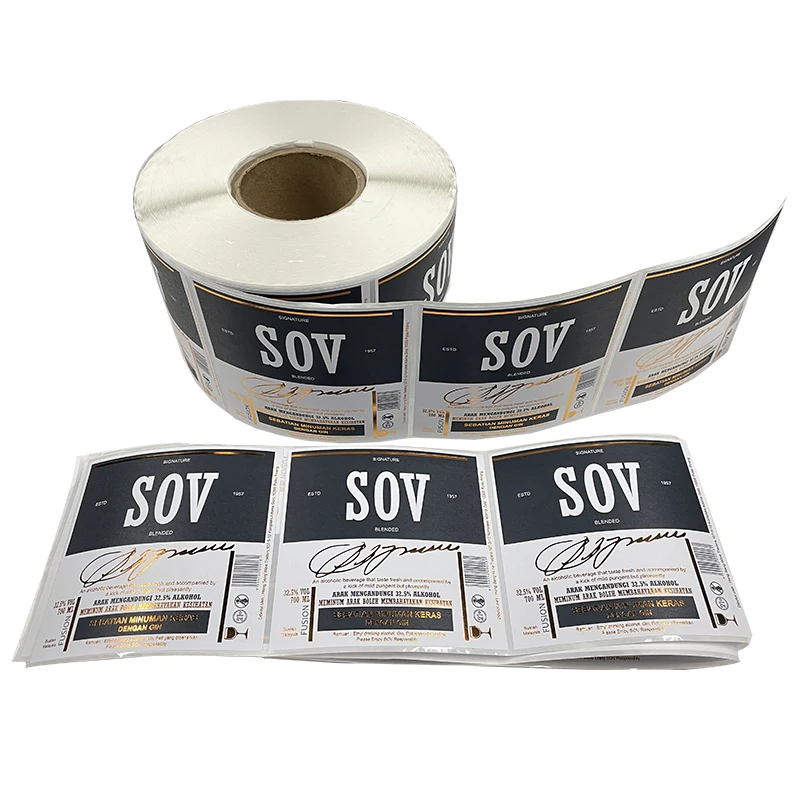 Custom Private Embossing Printing Waterproof Label for Round Wine Bottles