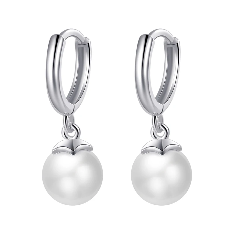 Unique Luxury 925 Sterling Silver Rhodium Plated Fashion Pearl Earrings Women Jewelry(图5)