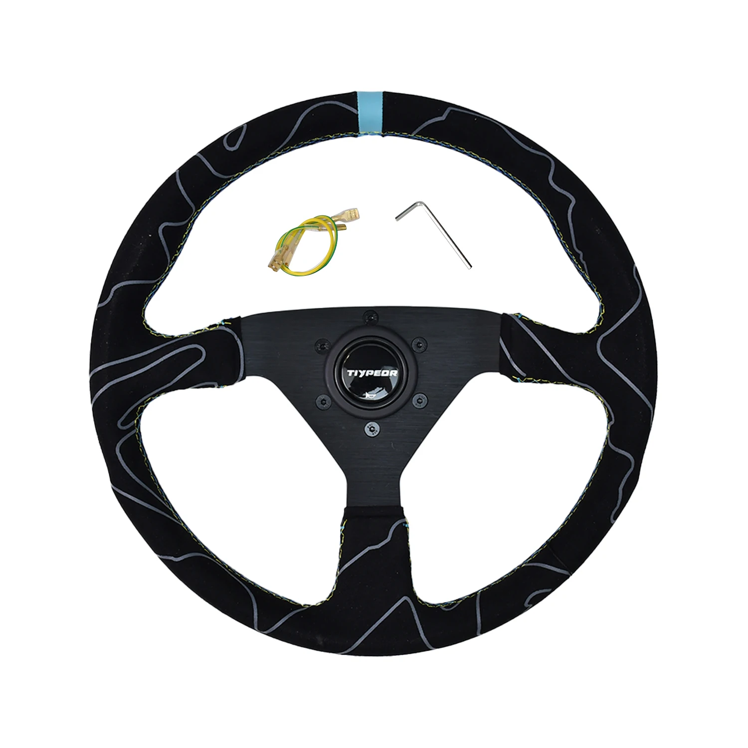 車 TIYPEOR ユニバーサルウッドレーシングステアリングホイール 350mm