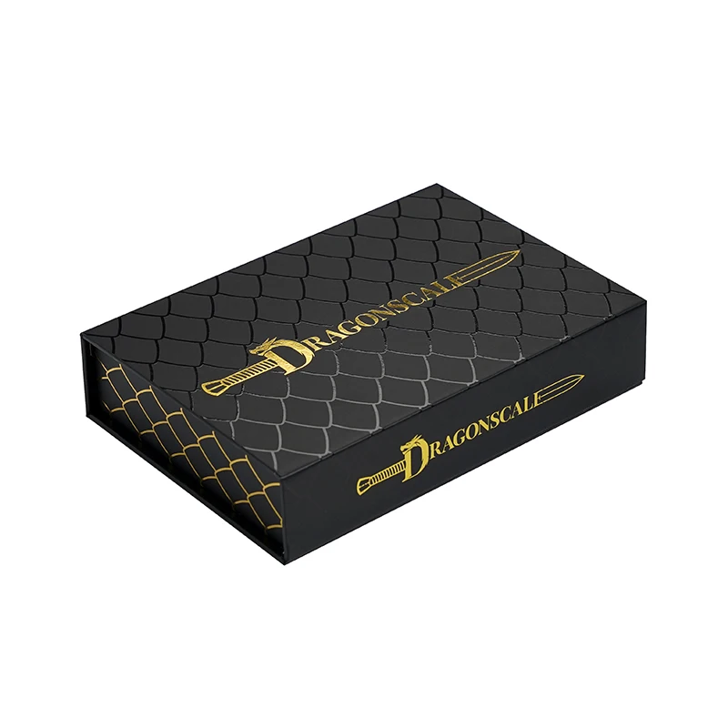 Kotak Kertas Hadiah Rigid Penutup Magnetik Hitam Kustom dengan Bantalan Busa Kustom & Pencetakan Logo untuk Kosmetik dan Parfum