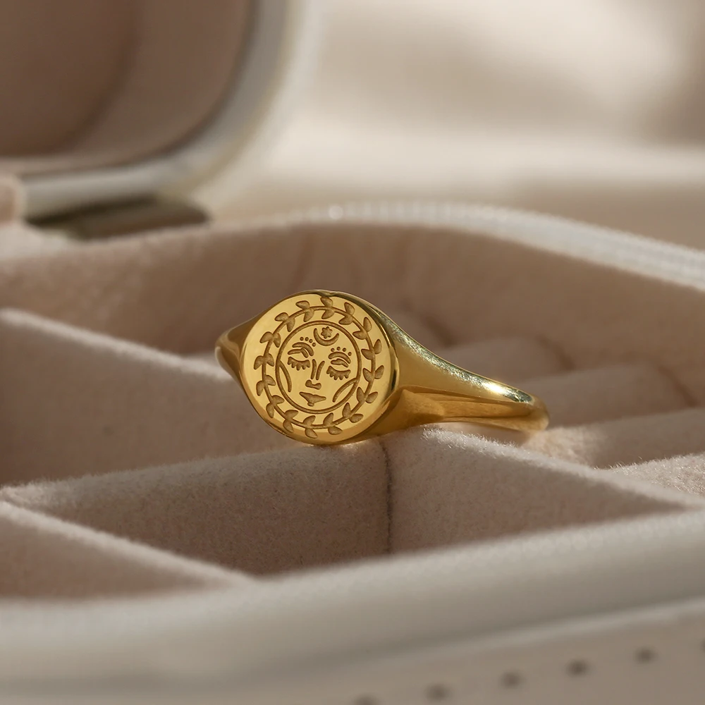 Anello Templare | non nobis domina l'acciaio inossidabile, il diamante e l'oro