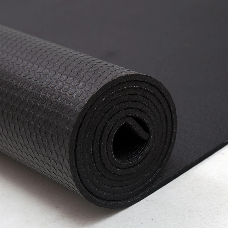 6mm Thick Black Color Yoga Mat, Eco Friendly PVC High Rebound Exercise ...