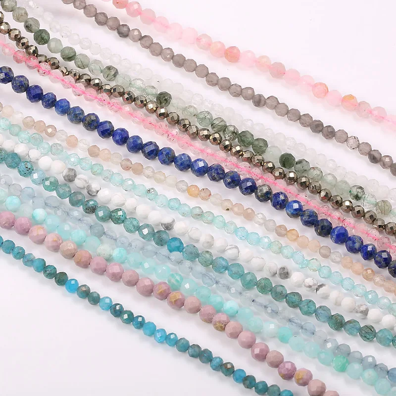 Wholesale Natural Stone Loose Beads,Micro Faceted Small 3mm Cutting  Gemstone Beads For Necklace Jewelry Making 2mm 2.5mm 4mm - Buy 3mm Faceted