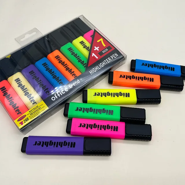 For Amazon Hot Selling Macaron Color Graffiti Highlighter Set Oblique Brush for Knowledge Mark Color Filling Available Mini