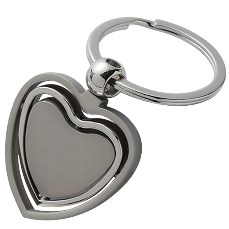 Custom Logo Blank Rotating Metal Round Laser Stainless Steel Blank Spinning Engraving Keychain Keyring Llaveros Al Por Mayor