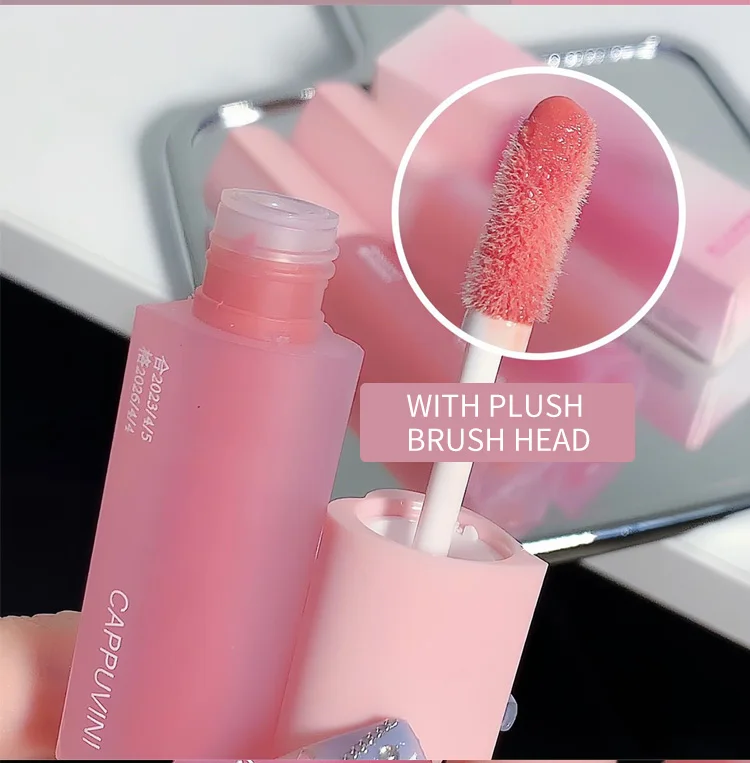 High Quality Pink Love Heart Design Lip Glaze Mirror Water Light Glass Transparent Lip Gloss Moisturizing Female Cute Lipstick