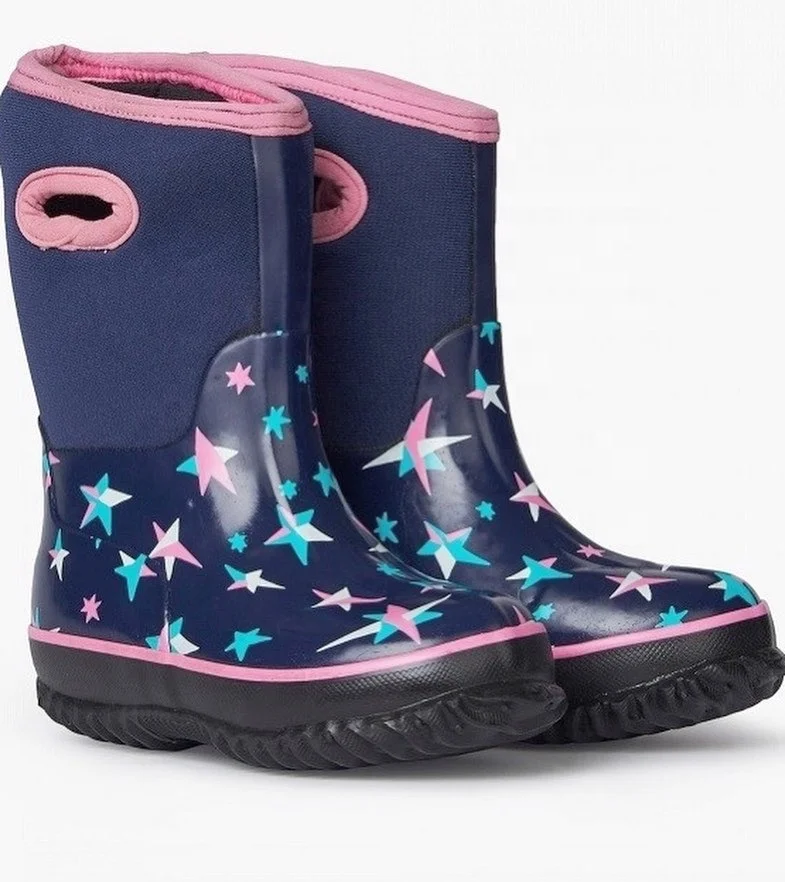 Детские неопреновые сапоги с принтом звезд для зимнего снега