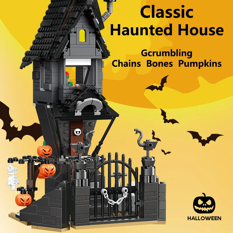 CAYI Halloween Haunted House Building Block Set Bricks Nightmare Before Christmas Jack's House Terror Assembles Kid Toy (564PCS)