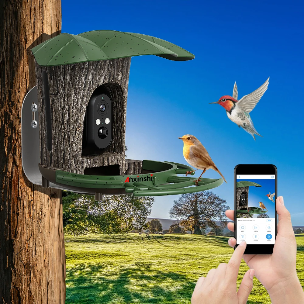 Anxinshi Ip66 Solar Battery Camera 3mp Wireless Icsee App P2p Bird ...