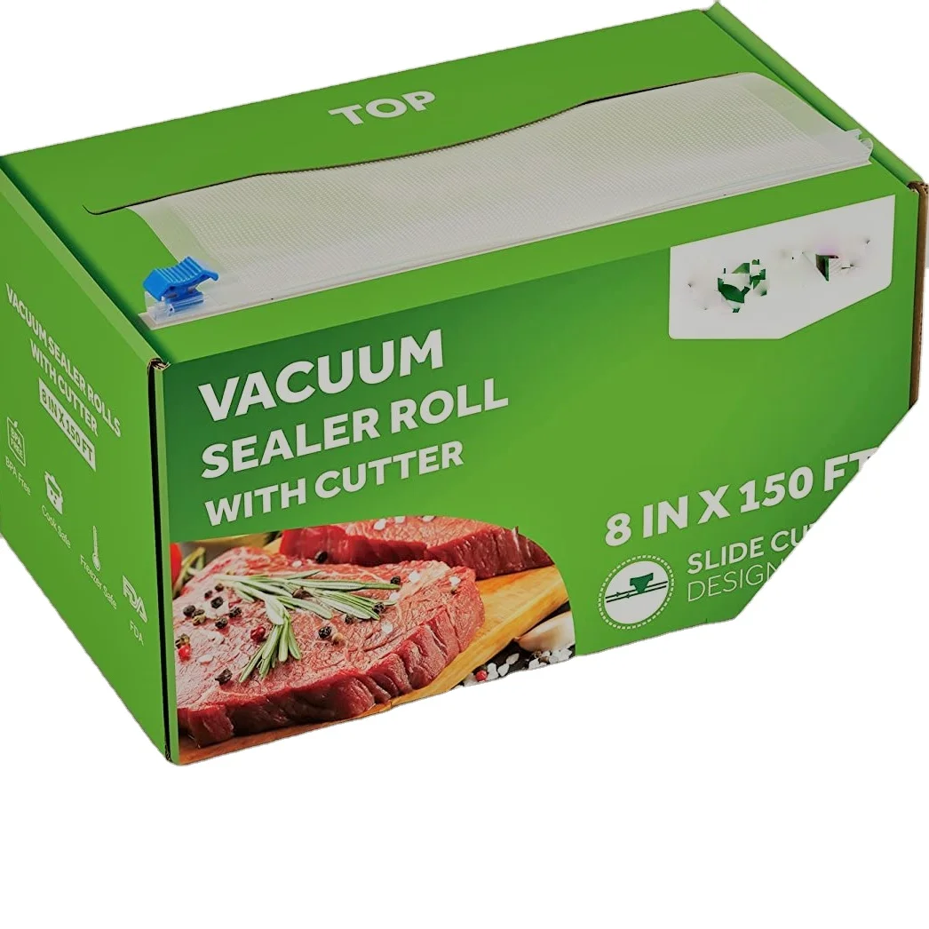 Vacuum Sealer Bag Roll Dispenser with Slide Cutter - Reusable & Large  Bamboo Vacuum Bag Dispenser Fits Most 50 ft Food Saver Bags Rolls - Perfect  for
