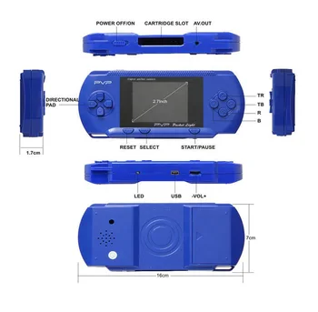 PXP 3 Slim Station Blue Handheld Game + Game Card & USB Charger TESTED!!!