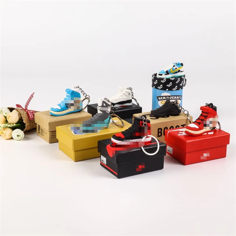 Wholesale 3d Pvc Aj Shoes Sneaker Keychain With Mini Box - Buy 3d ...