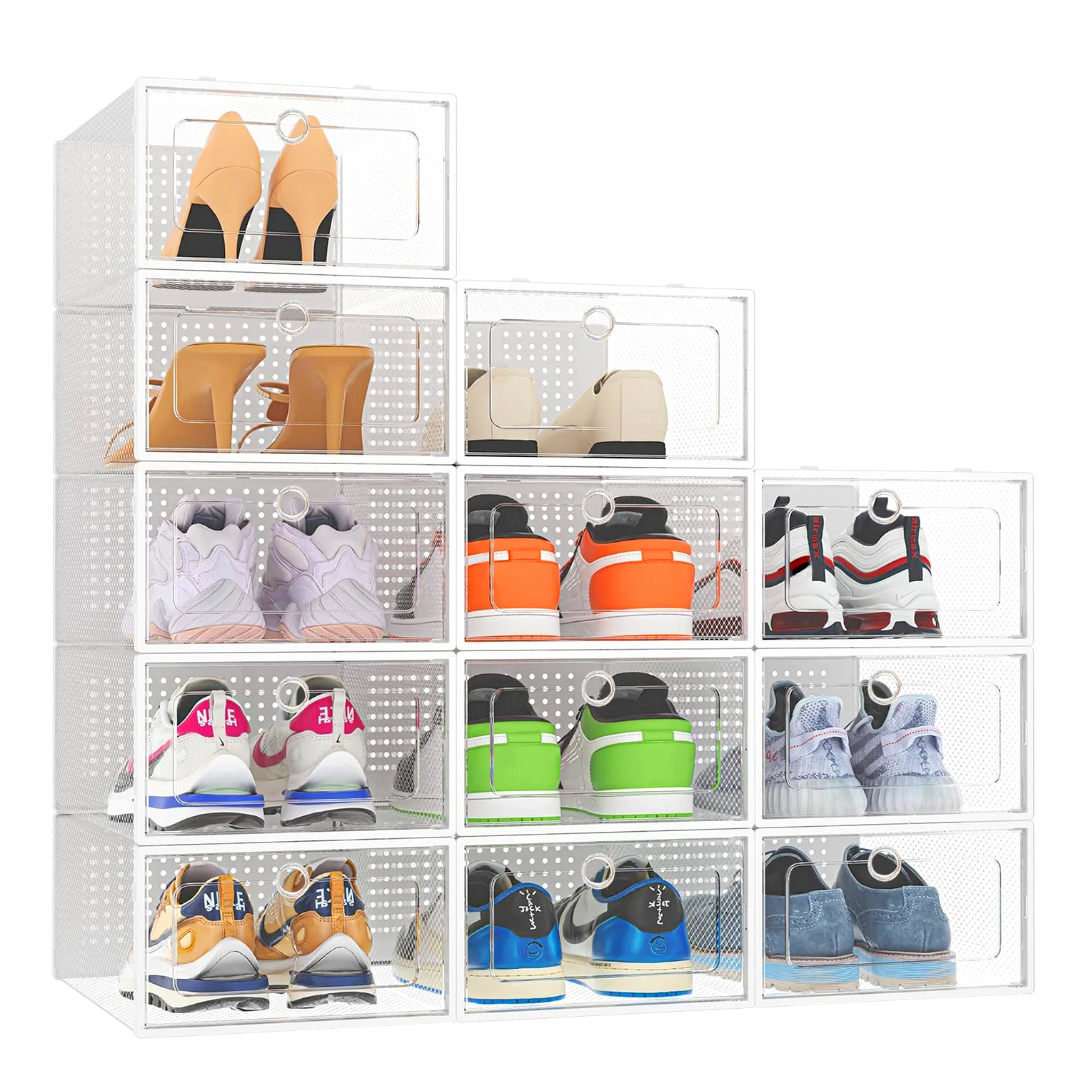 Wholesale Stackable Shoes Box Plastic Storage Clear Drop Front Shoe Box ...