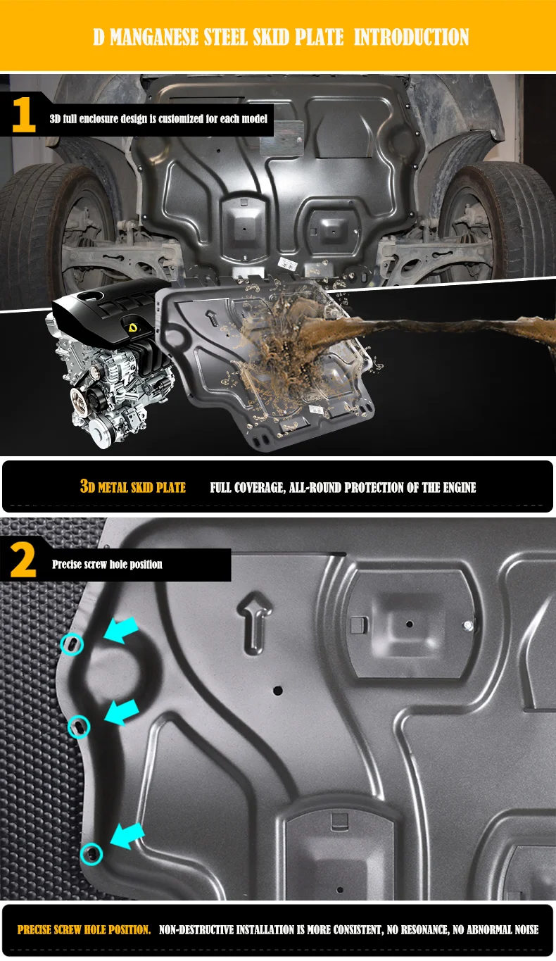 Front Center Lower Undercar Shield Engine Cover Guard Manganese Steel