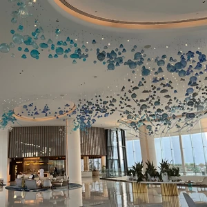 ECOJAS Custom Project Decorative Indoor Lighting for Aerodrome Hotel Lobby Glass Chandelier