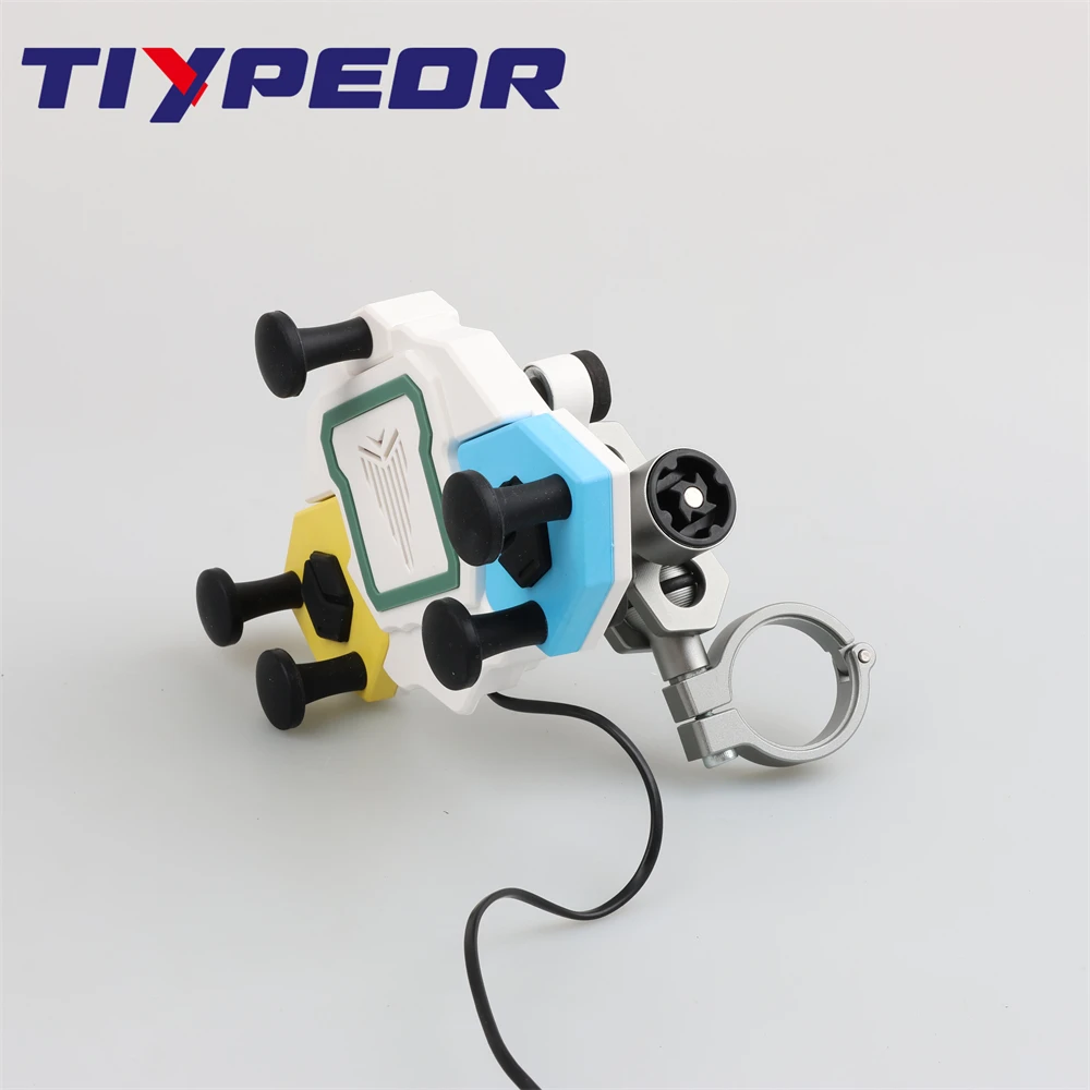 TIYPEOR Motorcycle Bicycle Mobile Phone Universal Holder Qi15W Wireless Charger Vibration Buffer Bracket 360 Degree Adjustment factory