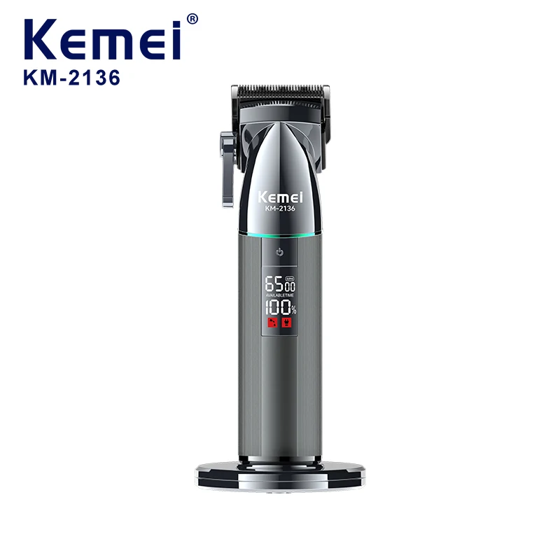 KEMEI km-2136 مشابك الشعر التجارية المحمولة الكهربائية اللاسلكية صالون الرجال الحلاق كليبرز Maquina De Cortar Pelo المهنية