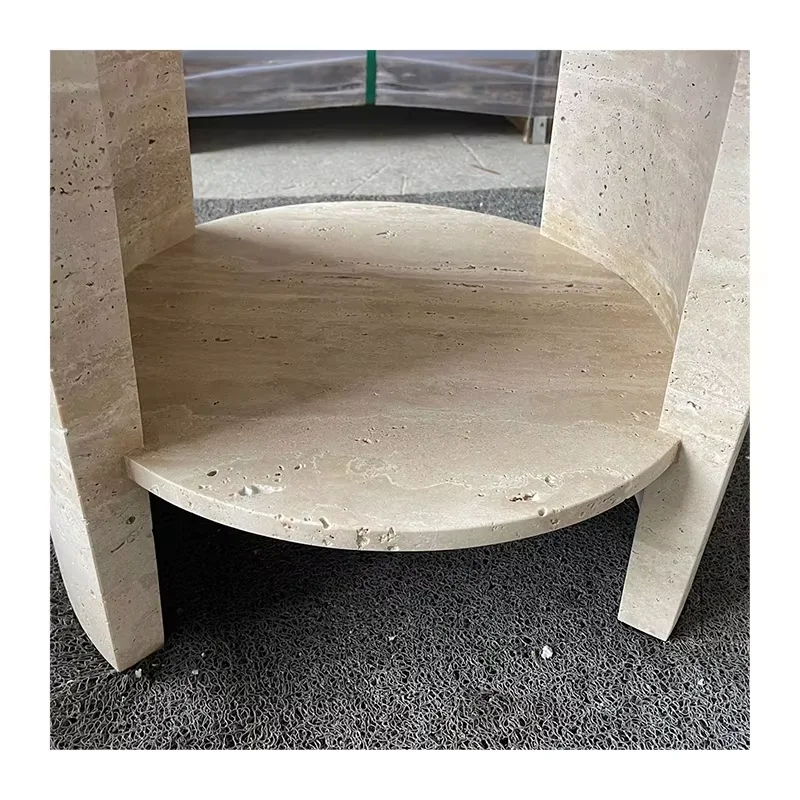 product high quality modern wabi sabi style advanced sense travertine stone coffee table for bedroom living-3