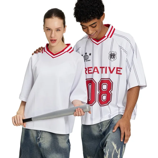 Custom Streetwear Trendy Football Shirt Embroidery Design Logo Striped Cropped Boxy Fit American Football Jersey