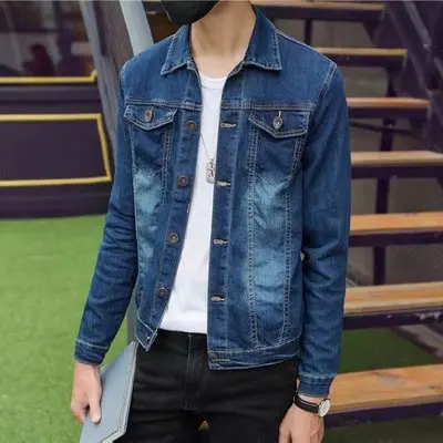 Wholesale High Quality Denim Hooded Jacket Loose Men's Coats Fashion Denim Jacket Men Hooded