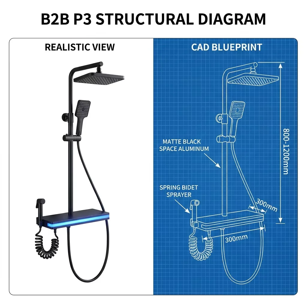 Rainfall showerhead with soft water distribution pattern