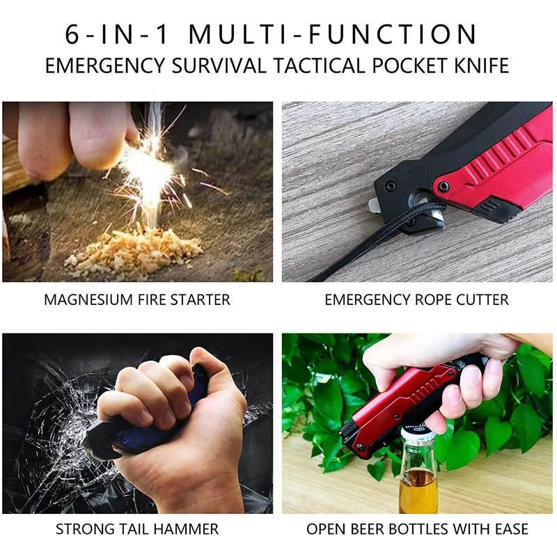 Multi Functions Flint Lighter Clip Torch Cutter Bottle Opener Survival Knife