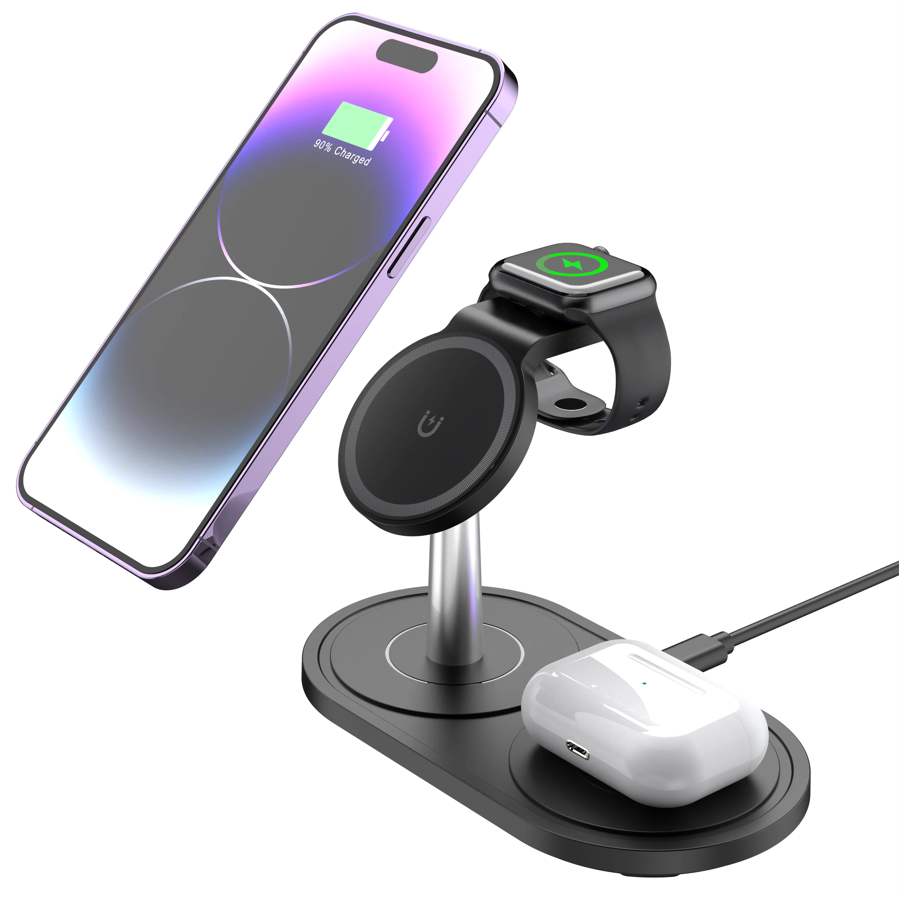 New Coming Cellphone Fast Watch 3 in 1 Wireless Charger Stand Charging Stations for Cell Phone