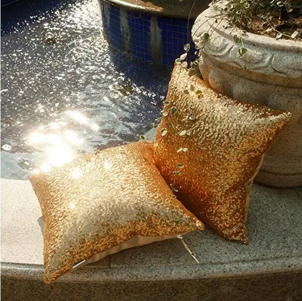 Glitter Sequins Cushion Cover Solid Color Throw Pillow Case Cafe Home Decor Covers Decorative Wholesale Bulk Customized 45x45