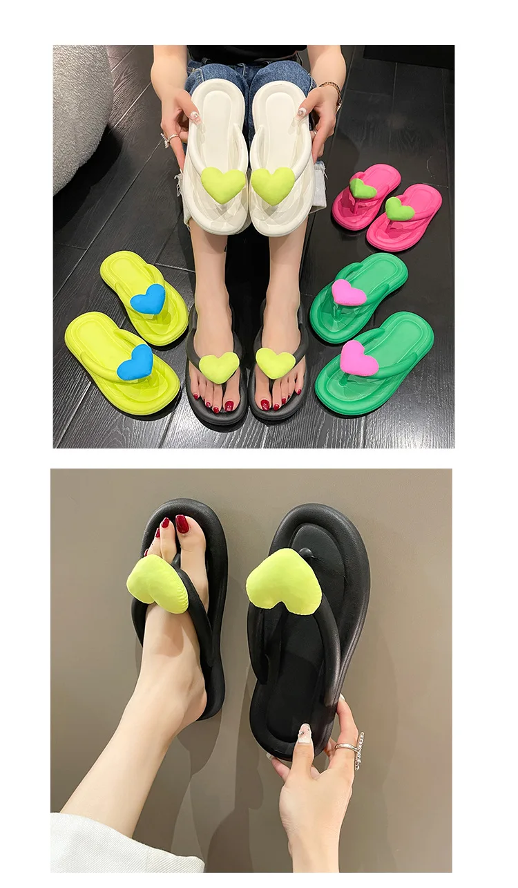 Super Cute Rainbow Slippers Women 2023 Summer Beach Flip-flops Girls Casual Flat Shoes