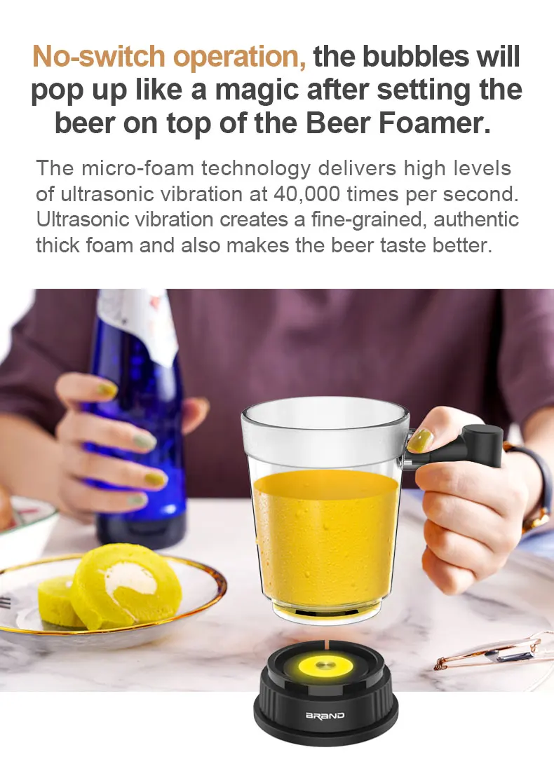 Portable Ultrasonic Beer Foam Maker Cup Beer Server Dispenser No Limit on Canned or Bottle Beer Size Ideal for Gift Happy Hours factory