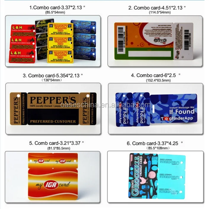 Full Color Printing 3 up Plastic Combo Barcode Card Key Tag