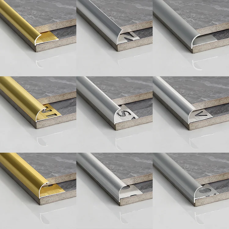 High Quality 10mm Gold Aluminum Tile Trim Round Edge Interior Metal Strips for Floor Tiles Premium Accessories