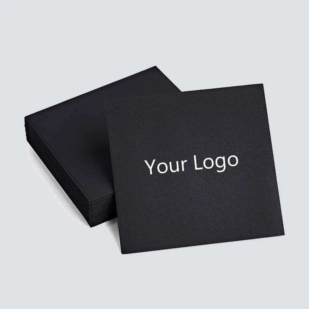 Restaurant Custom Personalized Table Disposable 33*33 Black 3 Ply Paper Tissue Napkins Printing for Party Mint Color