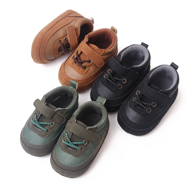 Hook&loop Design Soft PU Leather Baby Toddler Infant Shoes for Boys