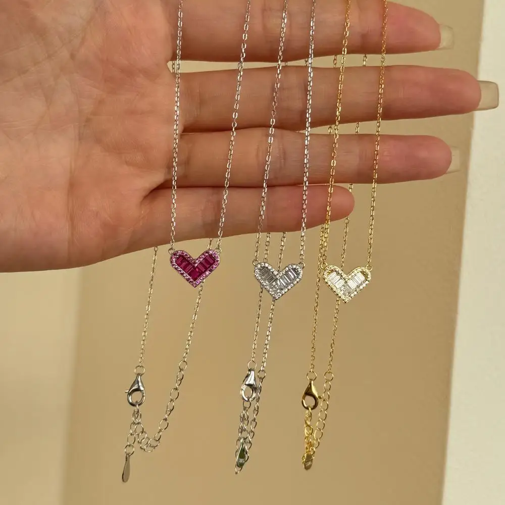 KAKODIY Fine Jewelry 925 Sterling Silver Rhodium Plated 5A Cubic Zirconia Pendant Heart Necklace (For Women) detail 5