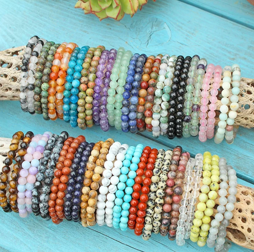Bracciale con perline di quarzo trasparente autentico Donna Uomo Bracciale elastico in pietra naturale di cristallo di roccia Purifica l'anima Gioielli per medazione yoga  36