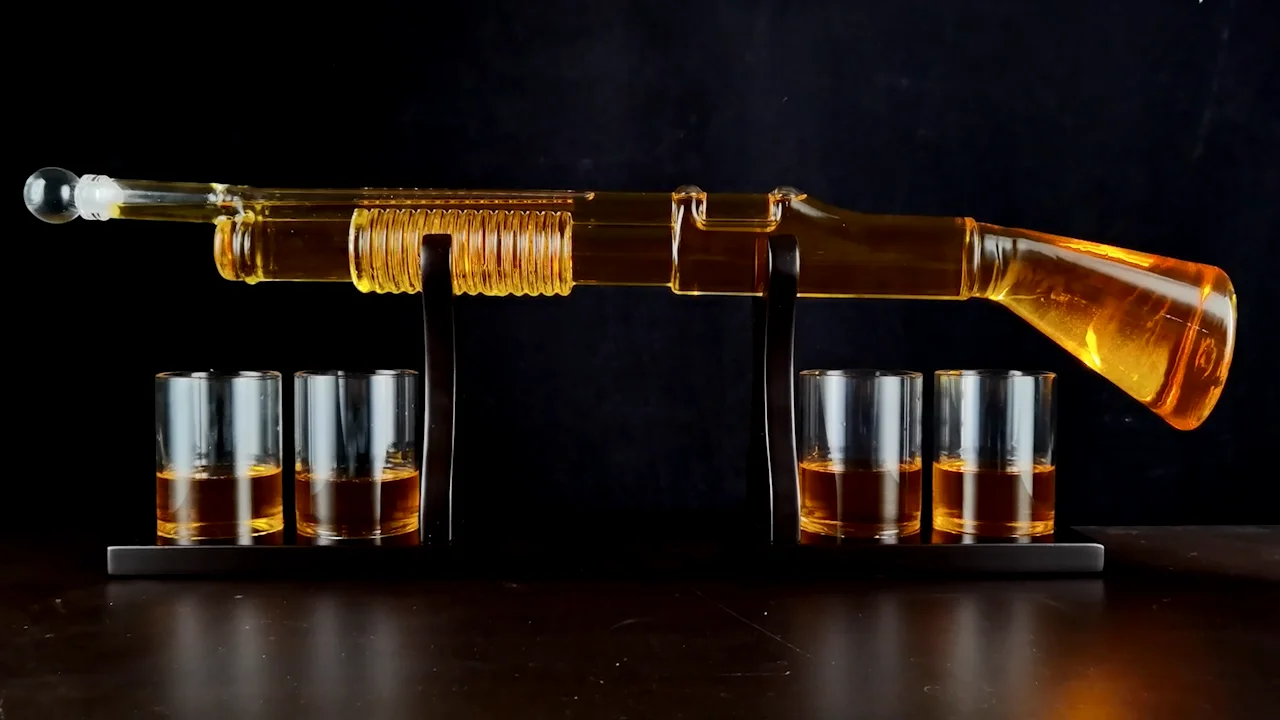 Top Selling Fathers Day Whisky Shotgun Bottle Glass Decanter Shot Gun