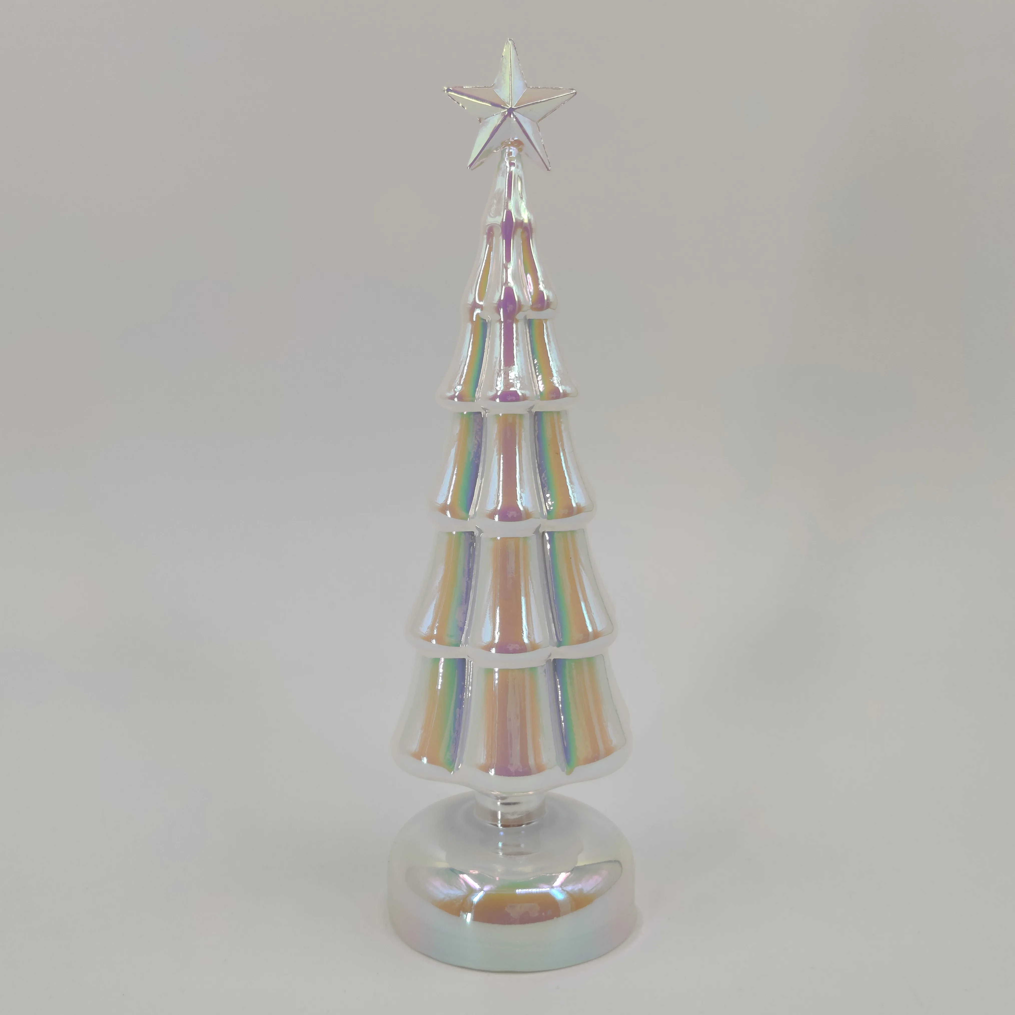 Wholesale battery operated led XMAS Christmas tree figurines hand blown glass decorations details