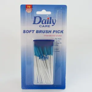 Daily Care ISO FDA Custom Brand Soft Brush Toothpick Disposable Soft Pick for Teeth Clean 70picks