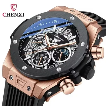 CHENXI Top Brand Luxury Watches For Mens Creative Fashion Luminous Dial with Chronograph Clock Male Casual Wristwatches Reloj
