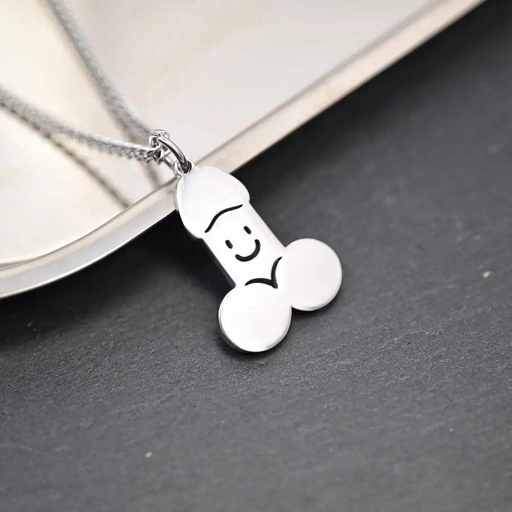 Trend Penis Condom Necklace - Cute Kpop Pendant in Titanium Steel