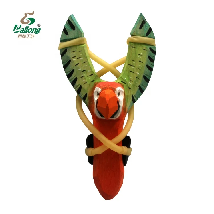 BSCI Factory Hand Carved Natural Wood Crafts Bird Shape Wood Toy Slingshot
