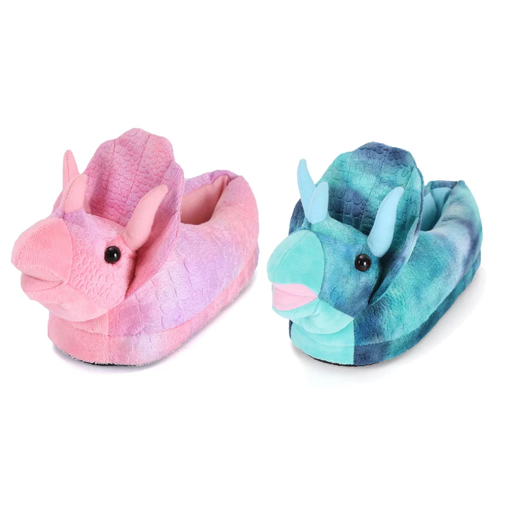 2020 latest arrival Winter Autumn supply dinosaur plush slippers various colors dino plush slippers for home use