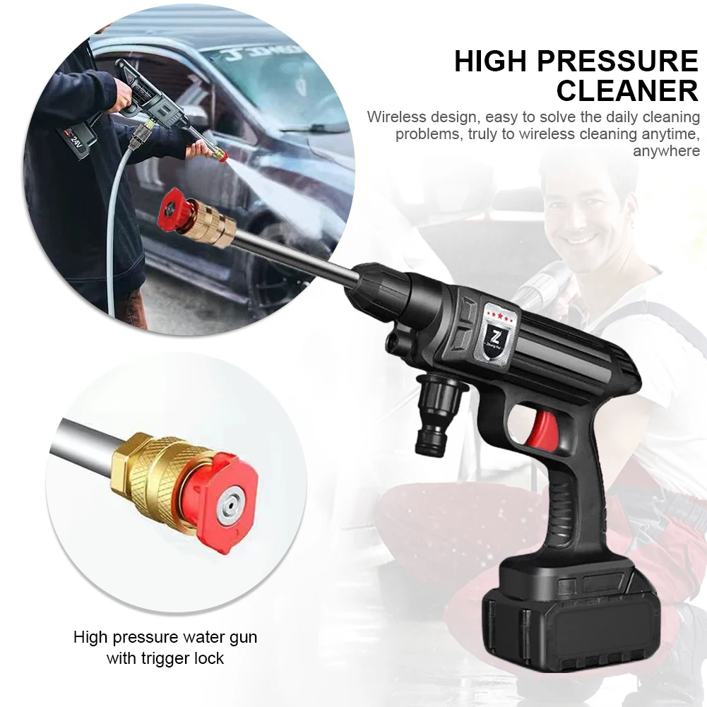 Wireless High Pressure Car Wash Washer Gun Foam Generator Water Gun Spray Cleaner Car Wash for Auto Home Garden Watering Gun