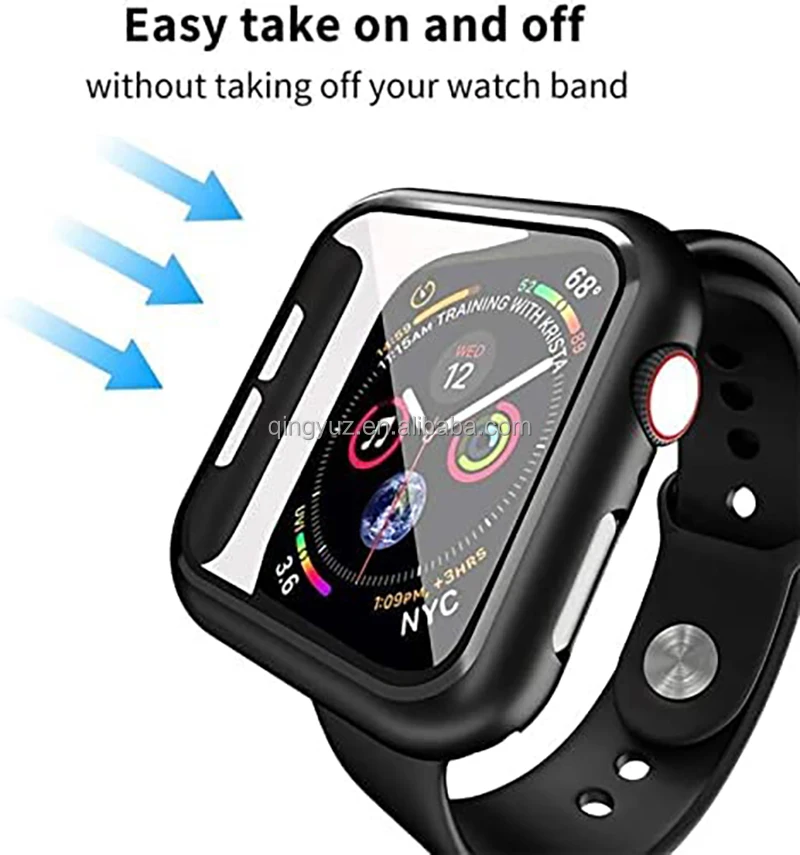ENKAY HAT-PRINCE For Apple Watch Ultra 49mm Waterproof Case Tempered Glass  Screen Protector Hard PC Full Protection Watch Cover - Dark Blue Wholesale