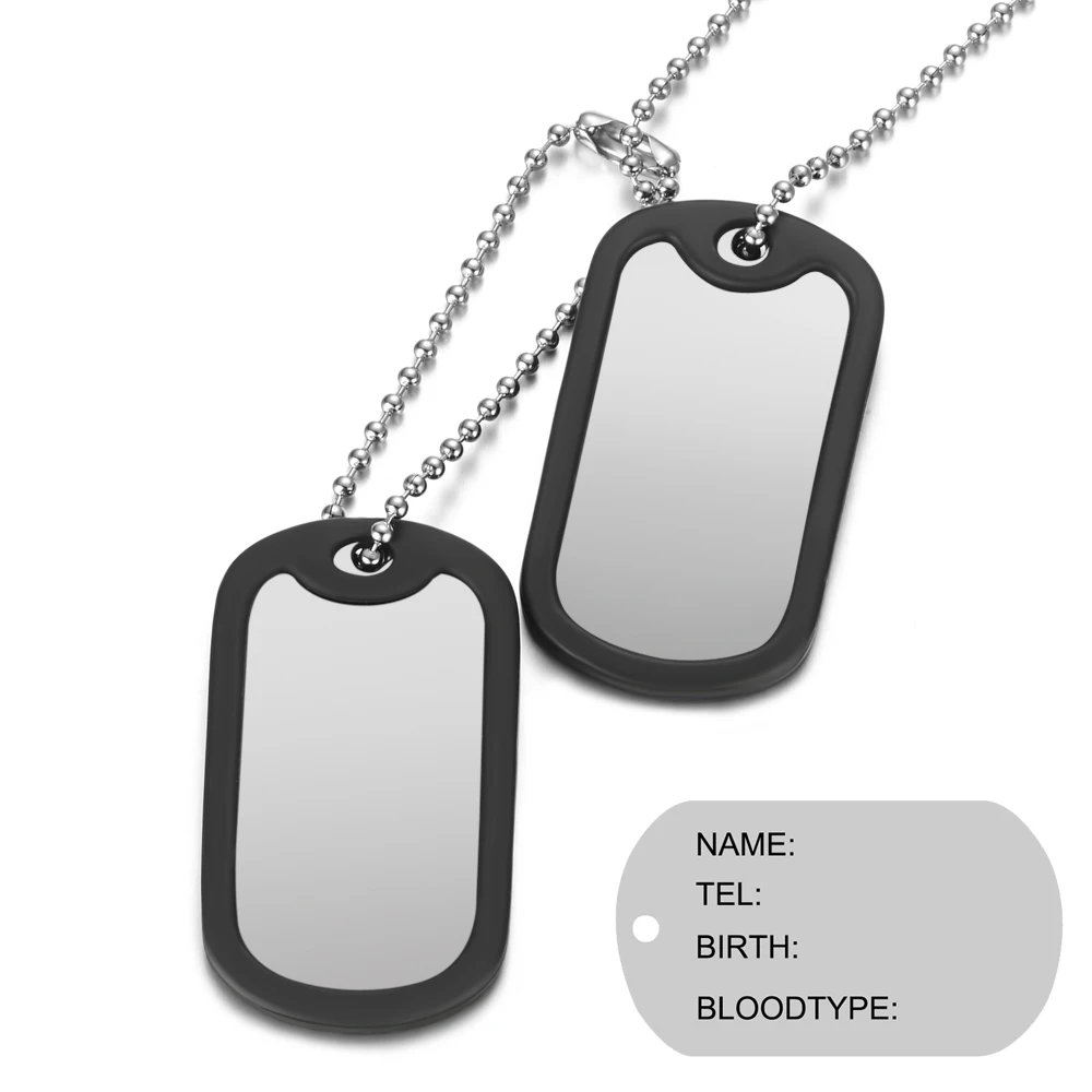 Stainless Steel Military 2 Dog Tags 